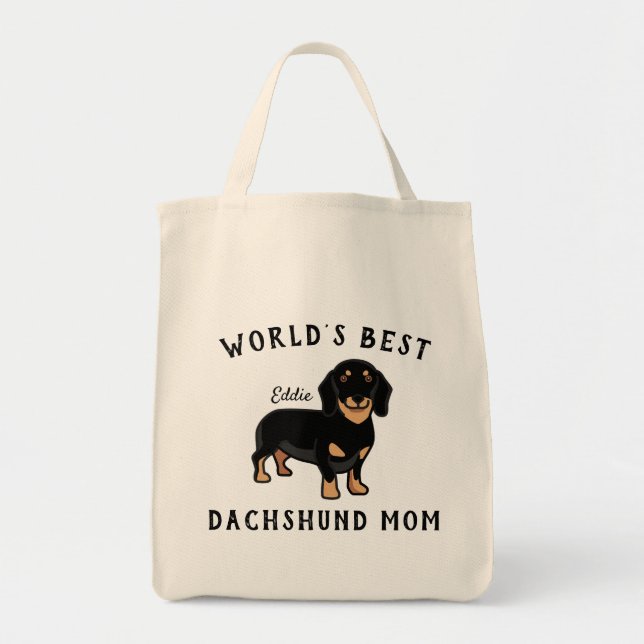 Tote Bag Meilleur Dachshund Maman Nom personnalisé de chien (Devant)