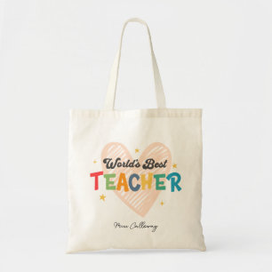 Tote Bag Meilleur enseignant du monde personnalisé