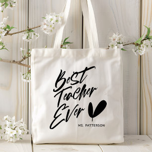 Tote Bag Meilleur Enseignant jamais moderne Script noir Nom