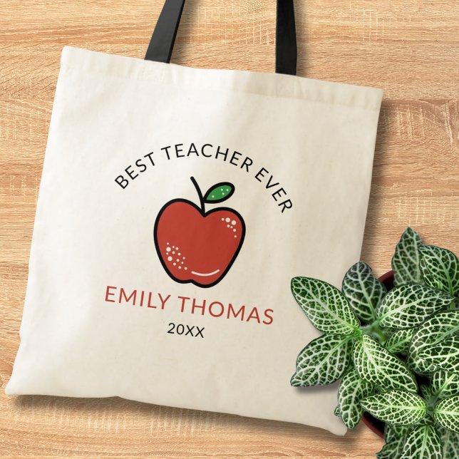 Tote Bag Meilleur enseignant jamais Red Apple Merci personn (Créateur téléchargé)