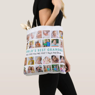 Tote Bag Meilleur grand-mère grand-enfants 24 photo Collage