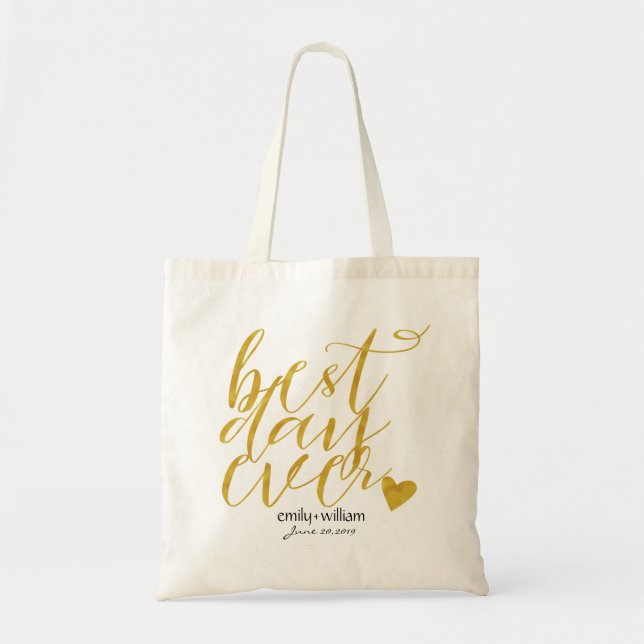 Tote Bag Meilleur Jour|Mariage Bienvenue Cadeau/Faveur2 (Devant)