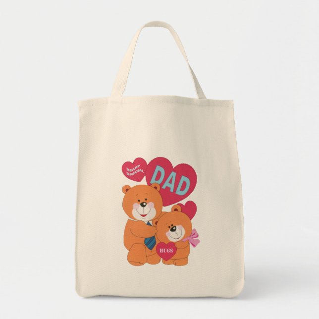 Tote Bag Meilleur papa Fête des pères Père Fille Ours Carto (Devant)