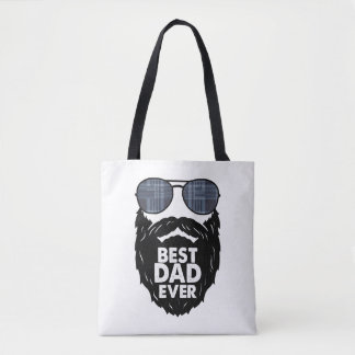 Tote Bag Meilleur papa jamais barbe barbu lunettes de solei