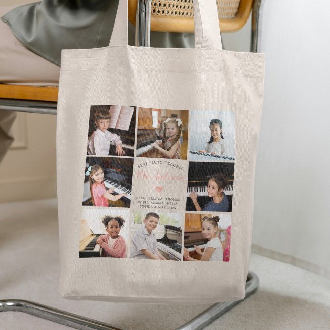 Tote Bag Meilleur professeur de piano photo Collage moderne (Créateur téléchargé)