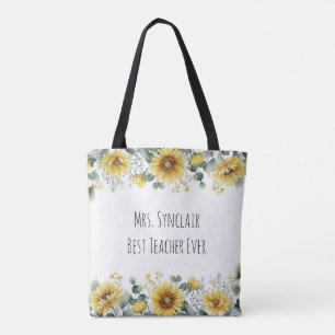 Tote Bag Meilleur professeur de tournesol personnalisé 