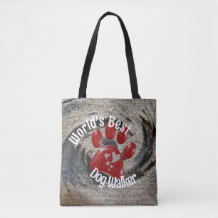 Tote Bag Meilleur Promeneur de Chiens au Monde Empreinte de