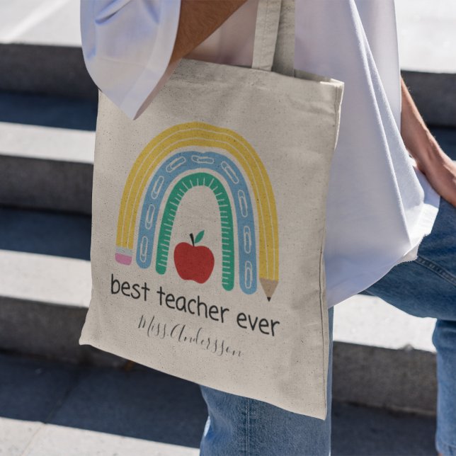 Tote Bag Meilleur Techer jamais cadeau enseignant personnal (Créateur téléchargé)