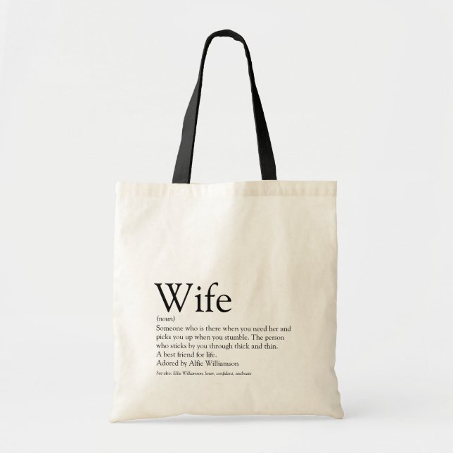 Tote Bag Meilleure épouse du monde en noir et blanc Définit (Devant)