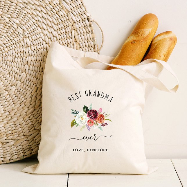 Tote Bag Meilleure grand-mère | Floral tendance Boho Bourgo (Créateur téléchargé)