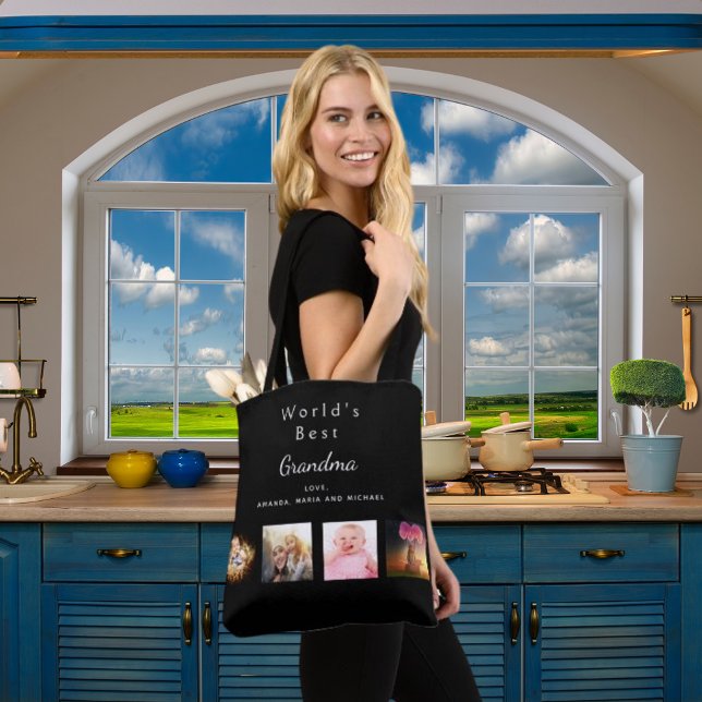 Tote Bag Meilleure grand-mère personnalisée famille photo c (Créateur téléchargé)