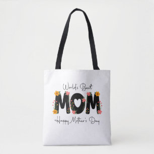 Tote Bag Meilleure Maman du Monde Calligraphie pour la Fête