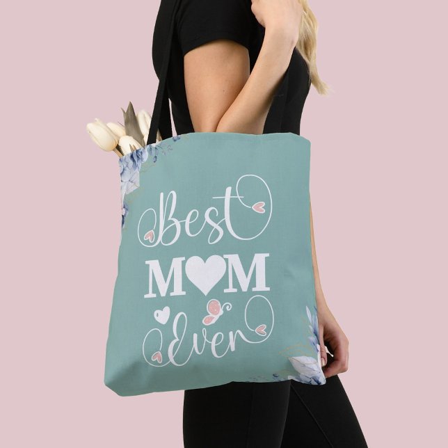 Tote Bag 'Meilleure maman Ever' élégant cadeau floral (Créateur téléchargé)