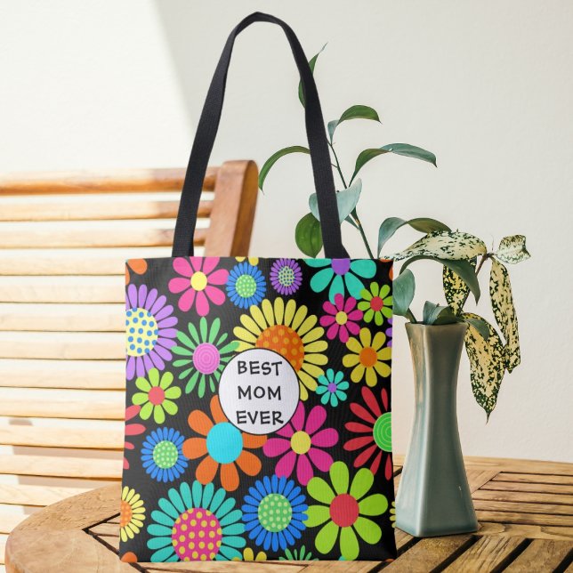 Tote Bag Meilleure maman Floral (Créateur téléchargé)