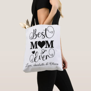 Tote Bag Meilleure Maman jamais Fête des Mères noir & blanc