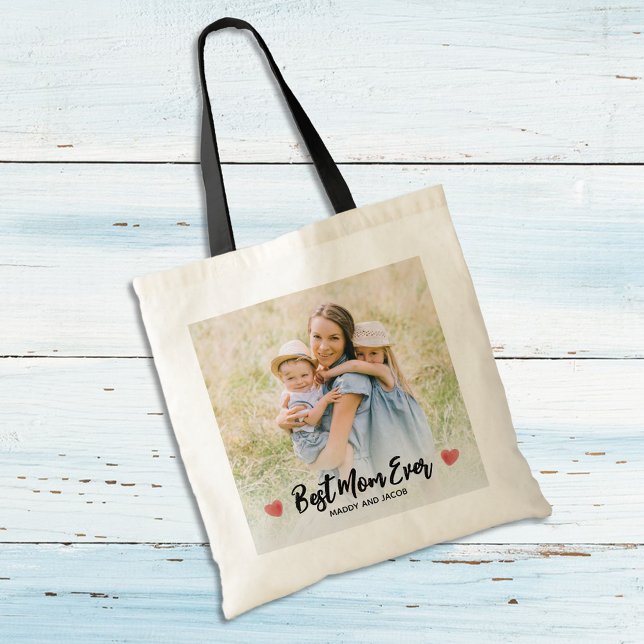 Tote Bag Meilleure maman jamais photo moderne (Créateur téléchargé)