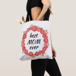 Tote Bag Meilleure maman jamais rousse roses portant la jou