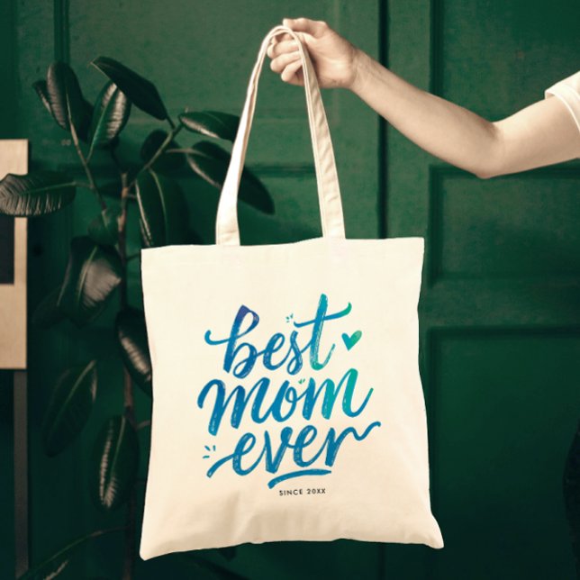 Tote Bag Meilleure Maman Jamais Typographie Écrite Élégante (Créateur téléchargé)