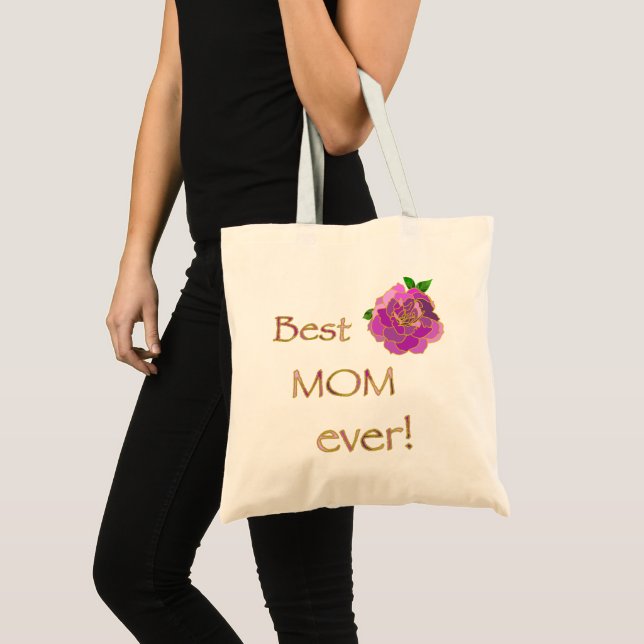 Tote Bag Meilleure Maman Jour Rose Rose Fête des Mères (Devant (produit))