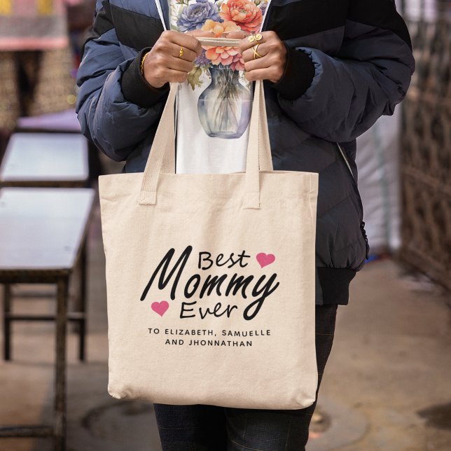 Tote Bag Meilleure maman | Modern Kids Nom Fête des mères (Créateur téléchargé)