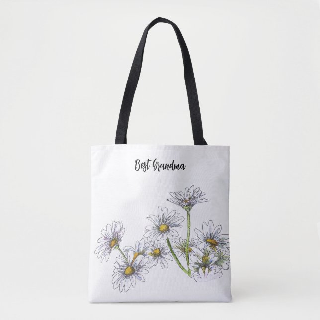 Tote Bag Meilleure marguerite blanche grand-mère (Devant)