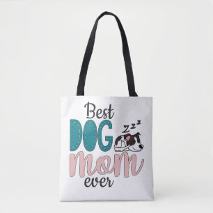 Tote Bag Meilleure mère de chien jamais avec chiot et pawpr