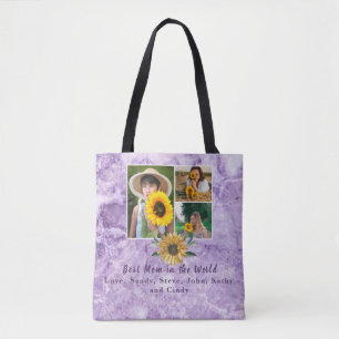 Tote Bag Meilleure mère Ever 3 Photo Collage Purple Améthys