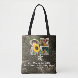 Tote Bag Meilleure mère Ever 3 photo Collage Tan Starfish