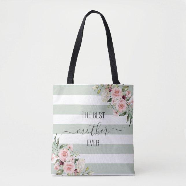 Tote Bag Meilleure mère jamais fleurie fourre-tout dans les (Devant)