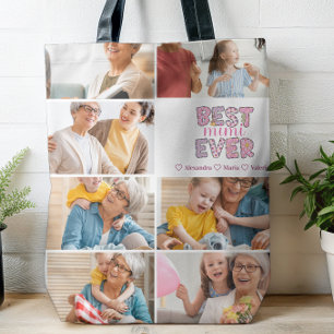 Tote Bag Meilleure Mimi Ever Floral 7 Collage photo