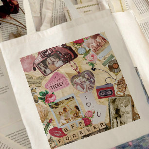 Tote Bag Meilleures amies scrapbooking artistique collage p