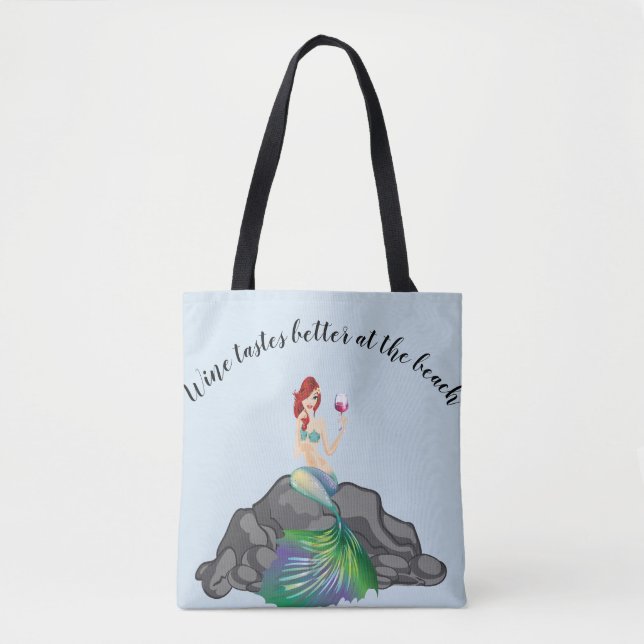 Tote Bag Meilleures dégustations de vin de sirène à la plag (Devant)