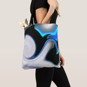 Tote Bag Mélange de lisse avec des courbes de néon bleu sur