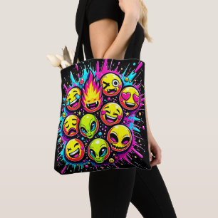 Tote Bag Mélange d'Emojis Néon Funky