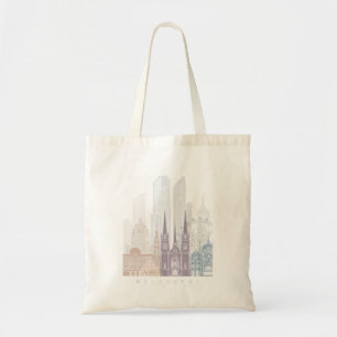 TOTE BAG MELBOURNE SKYLINE POSTER PASTEL