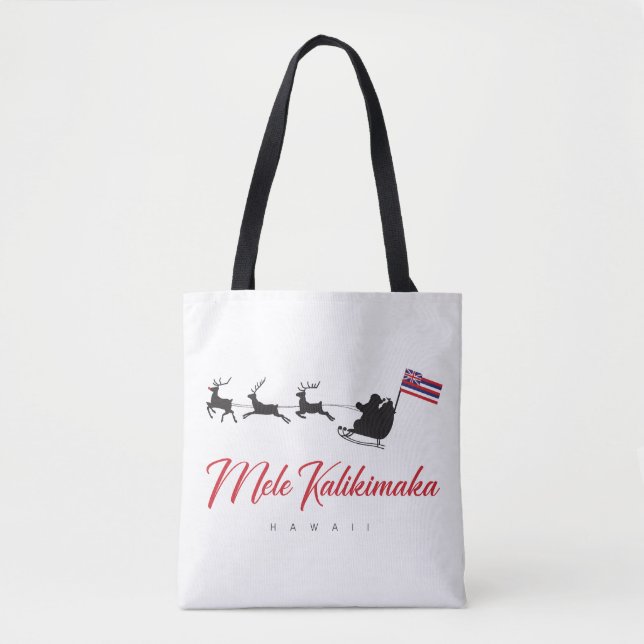 Tote Bag Mele Kalikimaka Christmas Santa with Hawaiian flag (Devant)