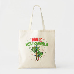 Tote Bag Mele Kalikimaka Hawaiian Christmas Palm Tree Light