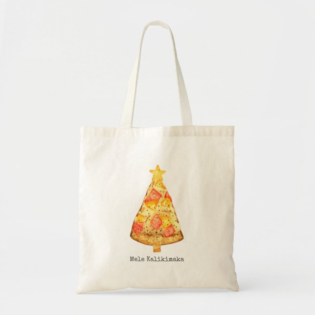 Tote Bag Mele Kalikimaka Joyeuse pizza hawaïenne de Noël (Devant)