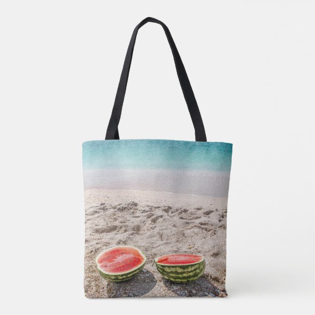 Tote Bag Melon d'eau adorable personnalisé sur la plage (Dos)