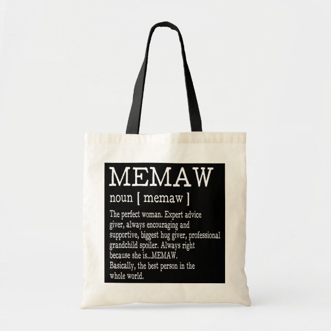 Tote Bag memaw définition memaw dictionnaire grand-mère mor (Devant)