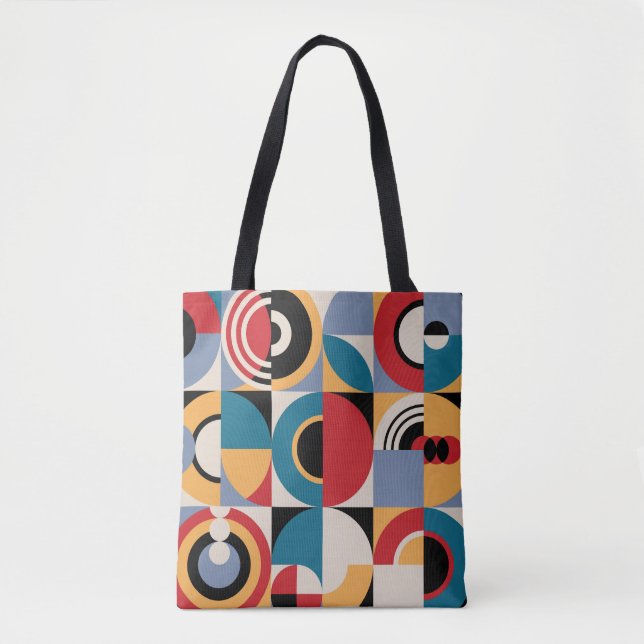 Tote Bag Memphis Abstrait : Style Vintage géométrique. (Devant)