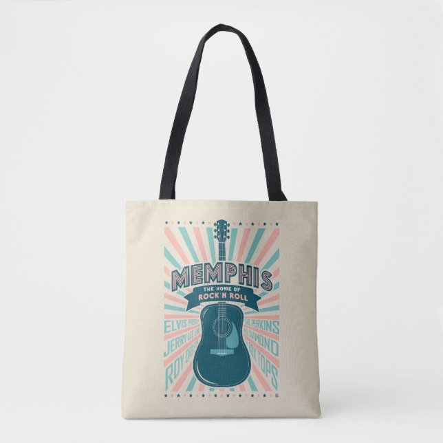 Tote Bag Memphis, TN : Série de guitares | Rock-N-Roll (Devant)