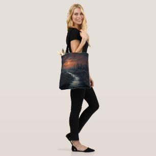 Tote Bag Menace Lune : La Forêt Noire Hantée à Dusk