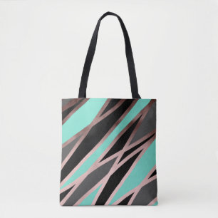 Tote Bag menthe rose de gris de noir d'or de faux abstrait