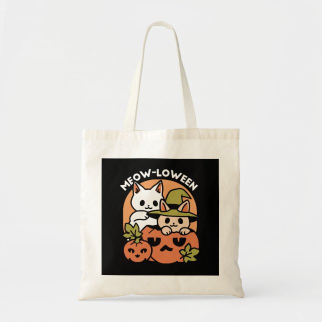 Tote Bag Meow-Loween - Festive Halloween Conception de chat (Devant)