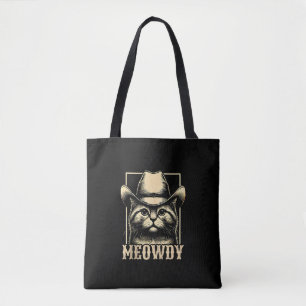 Tote Bag Meowdy Cat Cowboy Cowgirl Meow Howdy Halloween Cos