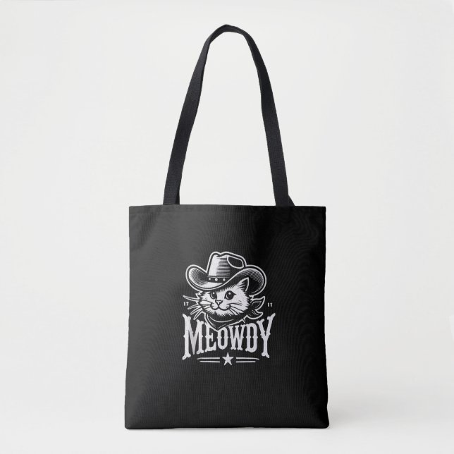Tote Bag Meowdy Cat Cowboy Cowgirl Meow Howdy Halloween Cos (Devant)