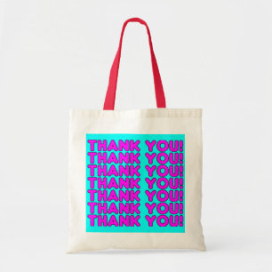 Tote Bag Merci à elle : Merci cyan rose petite fille