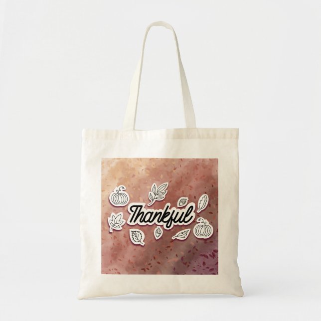 Tote Bag Merci autocollants d'aquarelle d'automne (Devant)