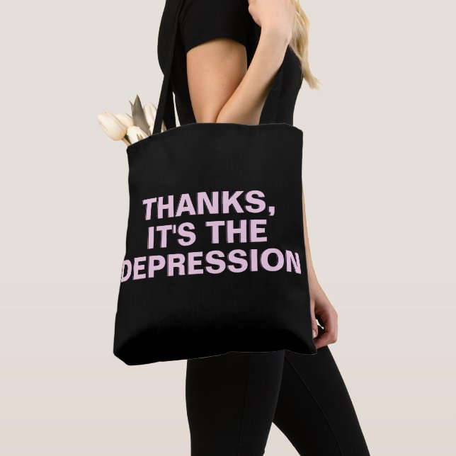 Tote Bag Merci C'est le Slogan Sarcastique rose de la dépre (De près)
